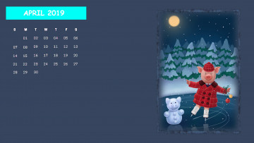 Картинка календари праздники +салюты одежда свинья каток поросенок снеговик коньки