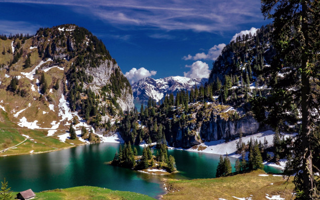Обои картинки фото природа, реки, озера, горы, озеро, островок