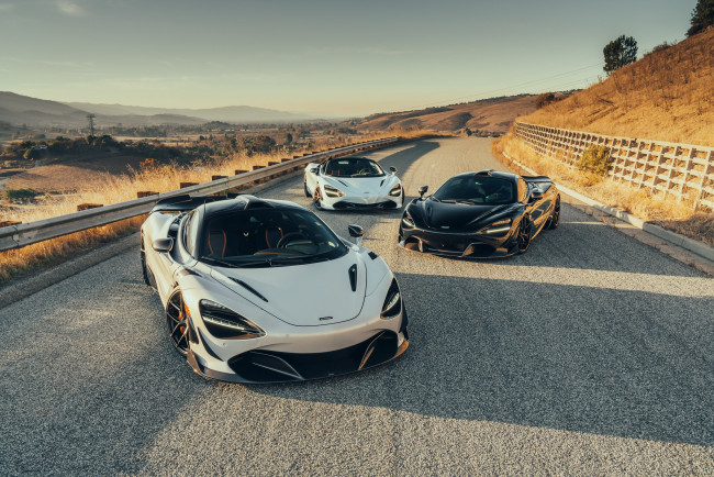 Обои картинки фото автомобили, mclaren, white, black, road, 720s