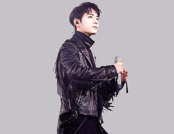 Обои картинки фото мужчины, xiao zhan, актер, певец, куртка, бахрома, микрофон