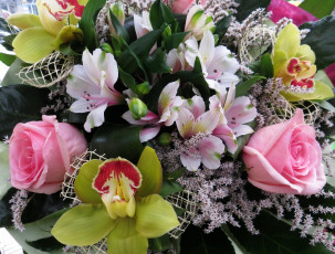 Картинка цветы букеты +композиции букет орхидеи альстромерии розы