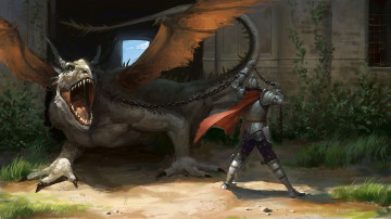 Картинка фэнтези драконы дракон цепь доспехи воин