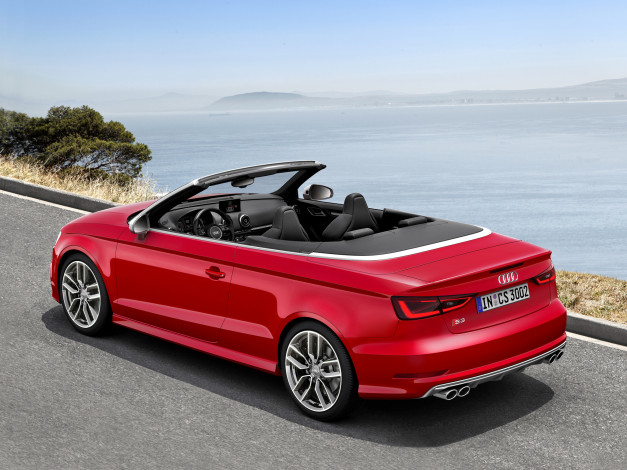 Обои картинки фото автомобили, audi, s3, cabrio, 8v, 2014г, красный