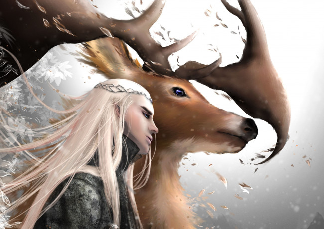 Обои картинки фото рисованное, кино, олень, рога, мужчина, thranduil, the, hobbit, , , neptunesteven