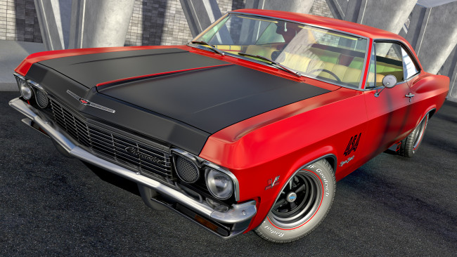 Обои картинки фото автомобили, 3д, 1965г, chevrolet, impala