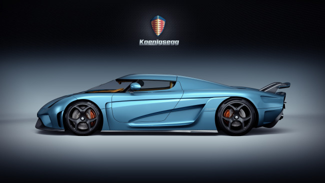 Обои картинки фото автомобили, 3д, koenigsegg, голубой, значок, эмблема