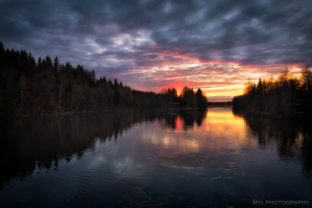 Картинка природа восходы закаты река лес закат облака