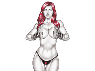 Картинка рисованное комиксы пистолет взгляд фон девушка