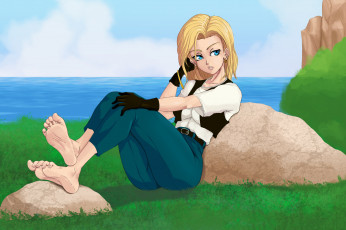 Картинка аниме пейзажи +природа девушка фон взгляд море