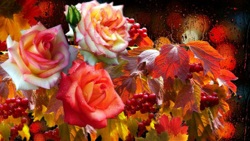 Картинка цветы розы композиция