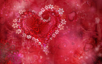 обоя векторная графика, сердечки , hearts, сердечки, цветы
