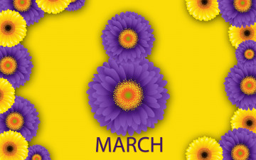 обоя праздничные, международный женский день - 8 марта, цветы, восьмерка