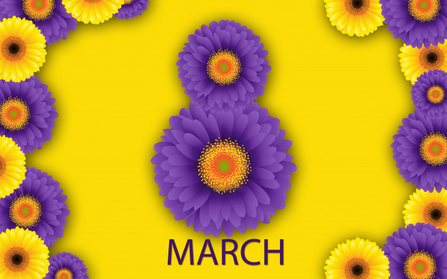 Обои картинки фото праздничные, международный женский день - 8 марта, цветы, восьмерка