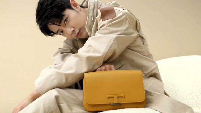 Обои картинки фото мужчины, xiao zhan, актер, куртка, сумка