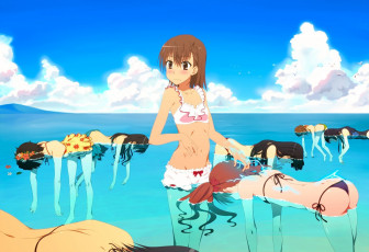 Картинка аниме to aru kagaku no railgun девочка вода купальник