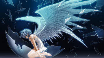 Картинка аниме angels demons осколки крылья девушка carnelian