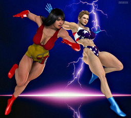 Картинка 3д+графика fantasy+ фантазия молния супермены
