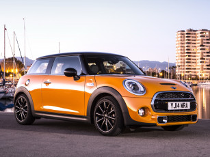 Картинка автомобили mini 2014г f56 uk-spec cooper s желтый