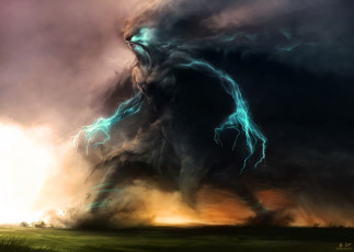 Картинка zsolt+kosa фэнтези существа буря арт дома колосс