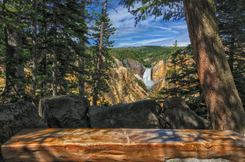 Картинка природа водопады обрыв река лес водопад каньон горы
