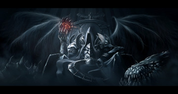 Картинка видео+игры diablo+iii +reaper+of+souls монстр мрачно крылья серп дьявол трон