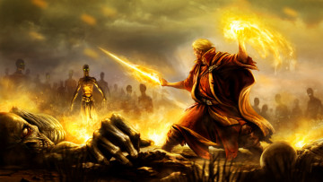 Картинка фэнтези маги +волшебники битва огонь маг арт