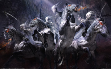 Картинка bruno+wagner фэнтези нежить всадники кони лошади bruno wagner скелеты