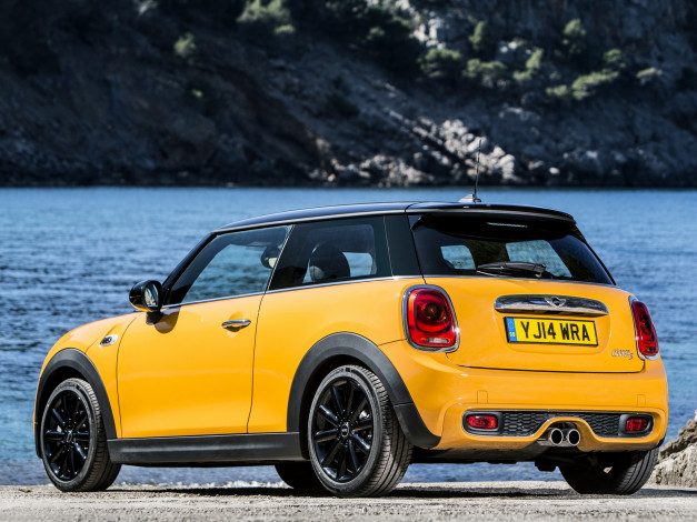 Обои картинки фото автомобили, mini, желтый, 2014г, f56, cooper, s, uk-spec