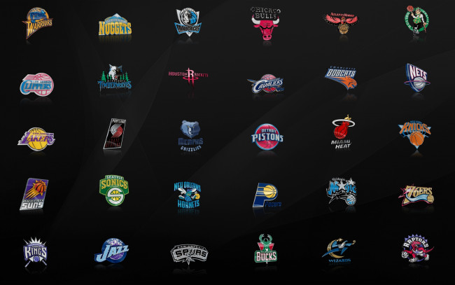 Обои картинки фото спорт, эмблемы клубов, clippers, mavericks, hawks, knicks, pistons, grizzlies, trailblazers, bulls, rockets, cavaliers, timber, wolves, celtics, lakers, nets, wizards, bucks, spurs, jazz, kings, seventy, sixers, magic, pacers, bobcats, suns, hornets, supersonics