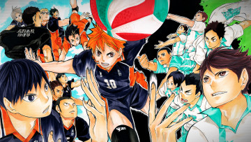 обоя аниме, haikyuu, волейбол, парни