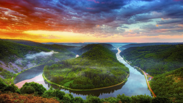 Картинка природа реки озера река холмы