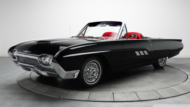 Обои картинки фото ford thunderbird sport roadster 1963, автомобили, ford, черный, thunderbird, sport, roadster, 1963, форд, кабриолет