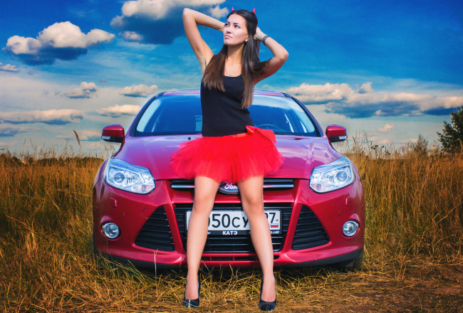 Обои картинки фото автомобили, -авто с девушками, focus, katya