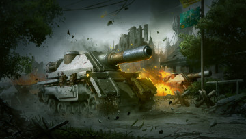 обоя видео игры, battalion wars, фон, танк
