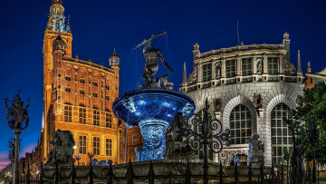 Картинка города гданьск+ польша фонтан