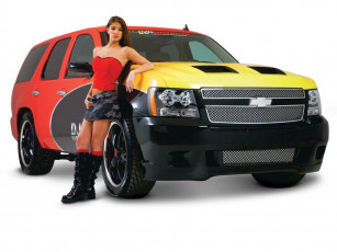 обоя chevy, tahoe, 2007, автомобили, авто, девушками