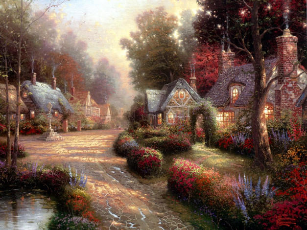 Обои картинки фото thomas, kinkade, рисованные, города