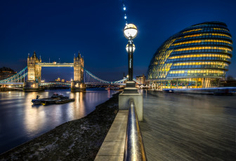 Картинка города лондон великобритания темза мост река площадь вечер
