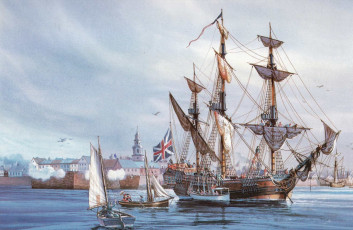 Картинка корабли рисованные лодки фрегат парусник