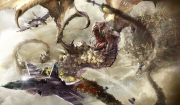 Картинка фэнтези драконы самолёты