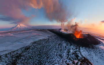обоя природа, стихия, вулкан, извержение, лава, пепел