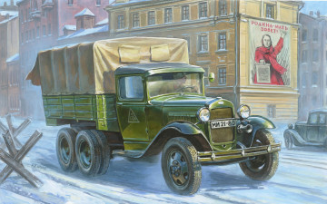 Картинка рисованные армия грузовой газ-ааа советский