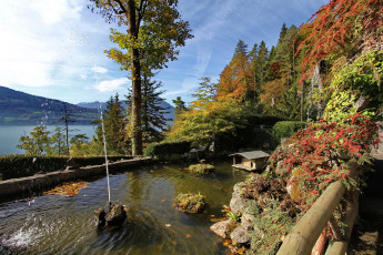 Картинка беатенберг+швейцария природа парк кусты фонтан
