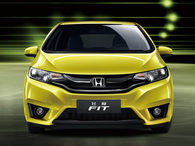 Обои картинки фото автомобили, honda, cn-spec, fit, желтый, 2014