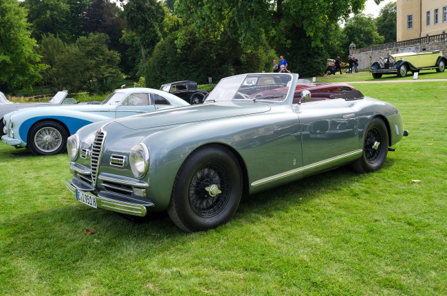 Обои картинки фото alfa romeo 6c 2500 ss pinin farina cabriolet 1950, автомобили, выставки и уличные фото, история, ретро, выставка, автошоу