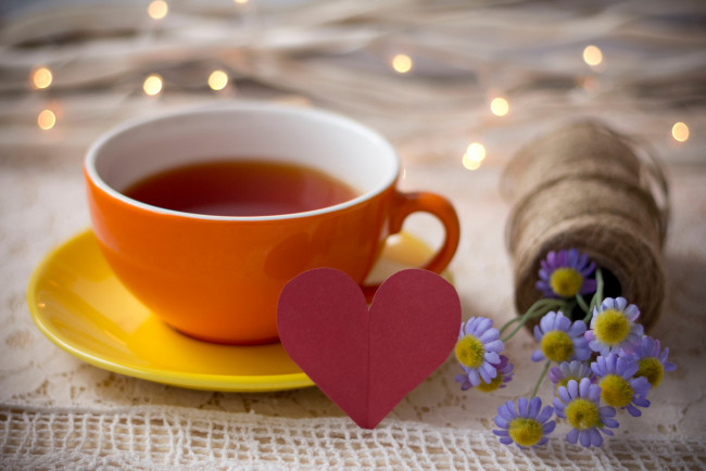 Обои картинки фото еда, напитки,  Чай, чашка, сердце