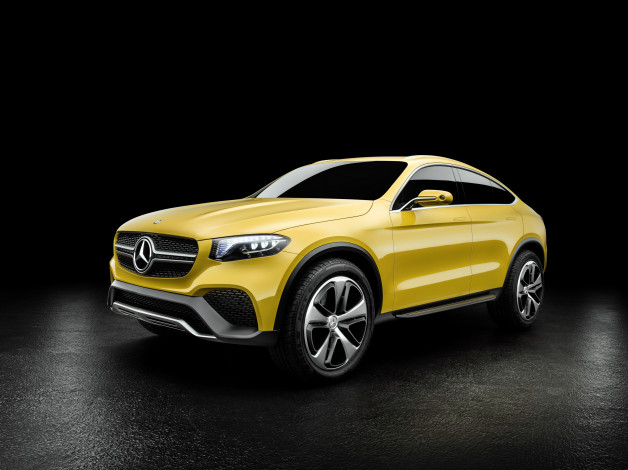 Обои картинки фото автомобили, mercedes-benz, желтый, 2015г, concept, glc, coupе