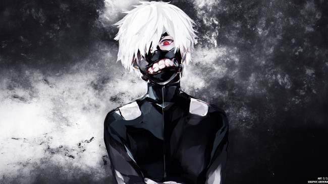 Обои картинки фото аниме, tokyo ghoul, токийский, кен, канеки, арт, гуль