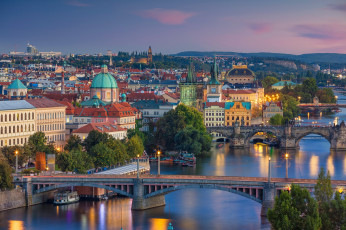 Картинка города прага+ Чехия мост река прага панорама влтава