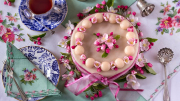 Картинка еда торты чай торт весенний цветы